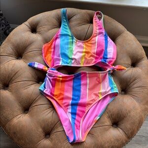 Colorful Striped Girls Monokini